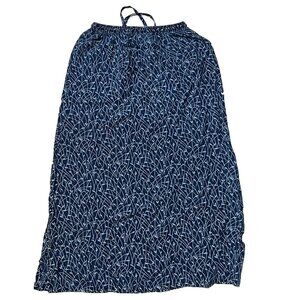 David Dart Women Blue Floral Adjustable Waist Long Maxi Skirt sz Petite
